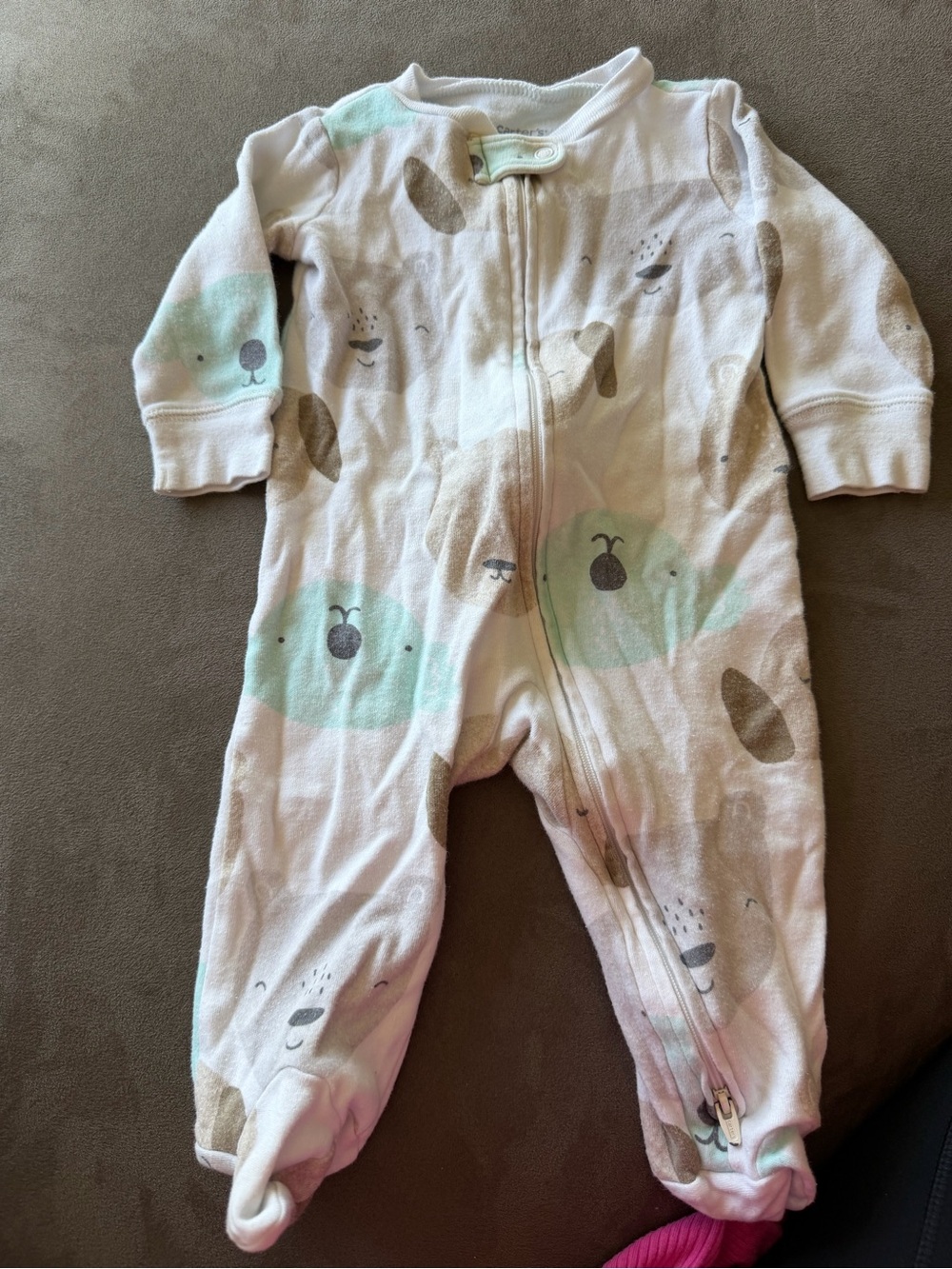 Carters Sleeper One-Piece in White Dogs